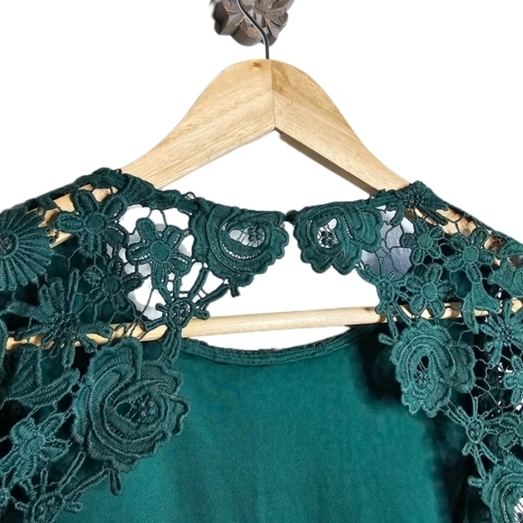 Lulu's fairycore green crochet open back lace floral dress - Picture 8 of 11